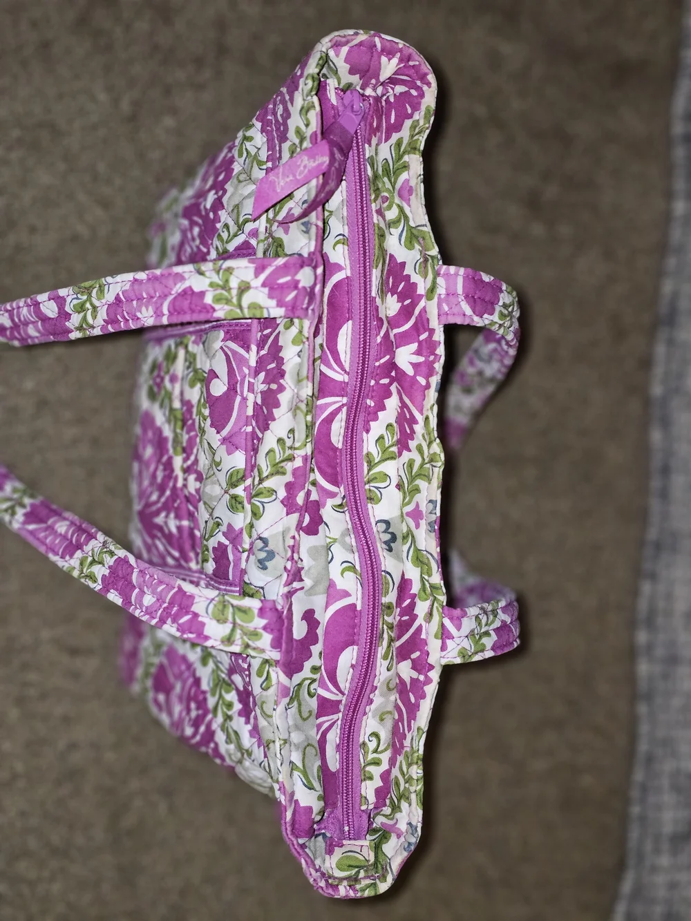 Vera Bradley Julep Wendy Pink Green Tulip Quilted Shoulder Tote Purse Pockets